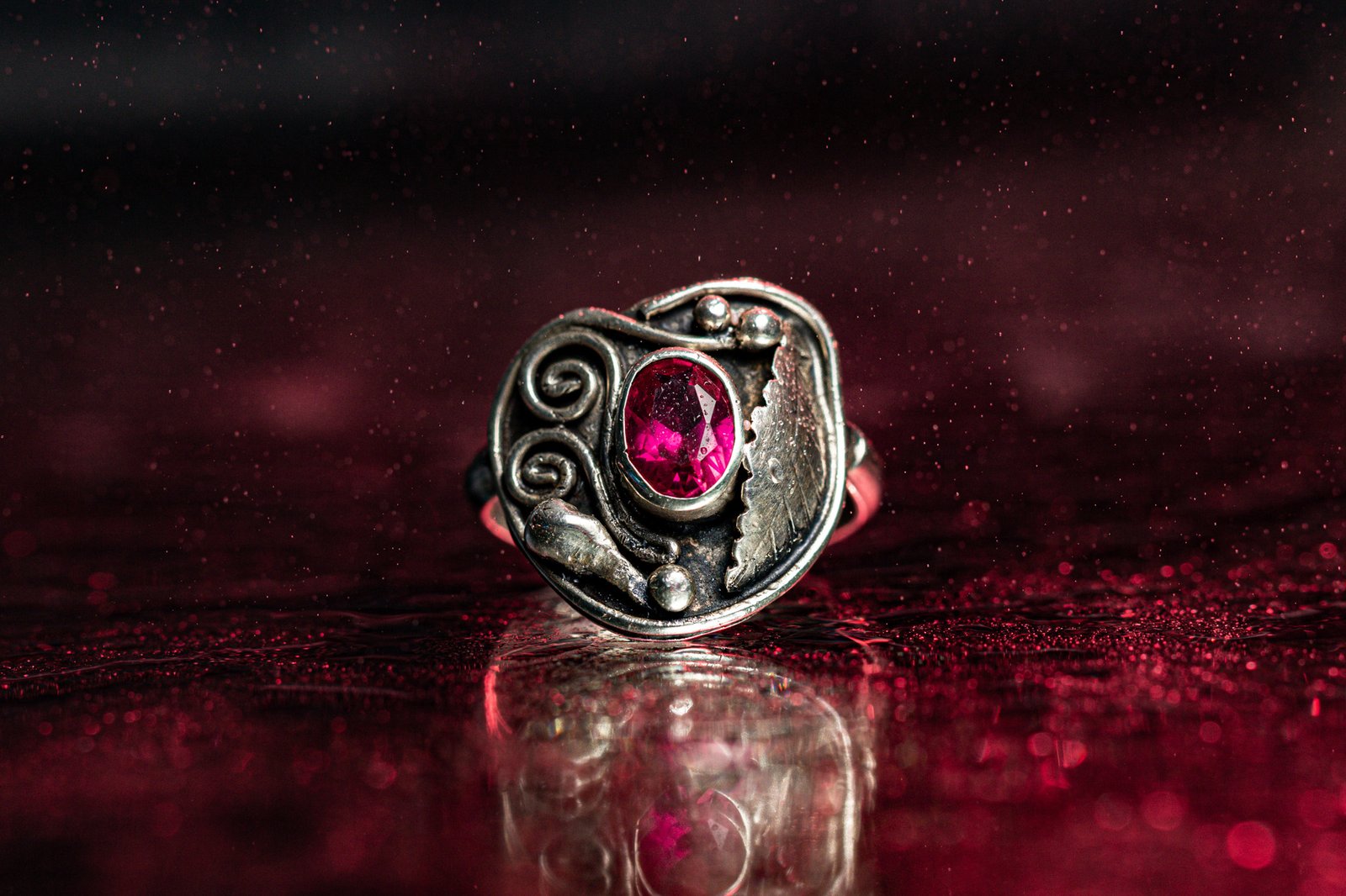 Gold Ring with Red Gemstone